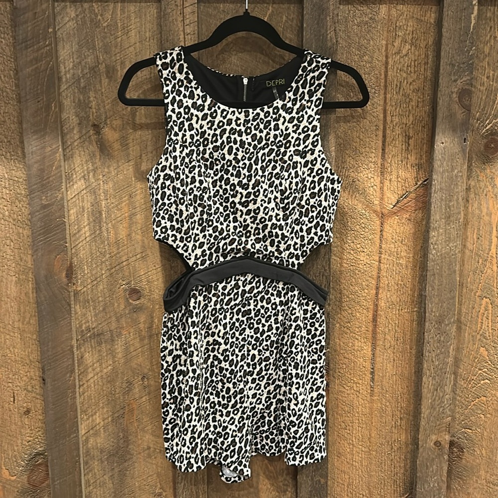 Cheetah print shorts romper with side cut outs